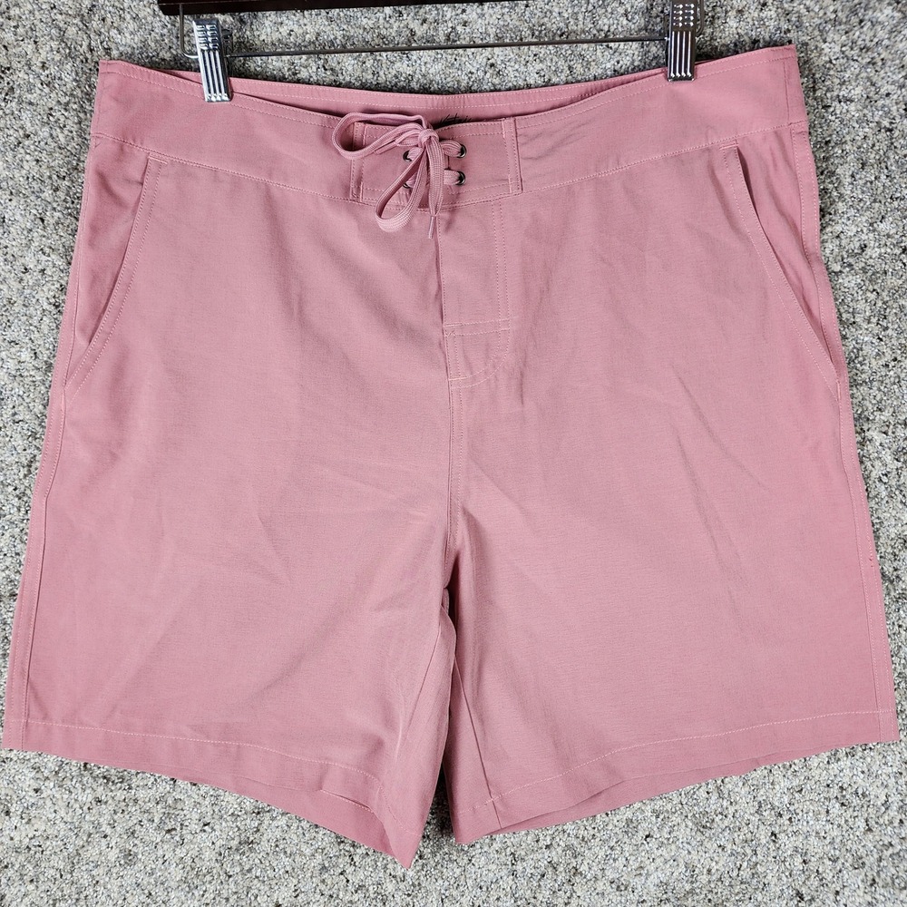Kortni Jeane Board Shorts Mens 36 Pink Lace Up Mesh Lined Swim Trunks NWOT